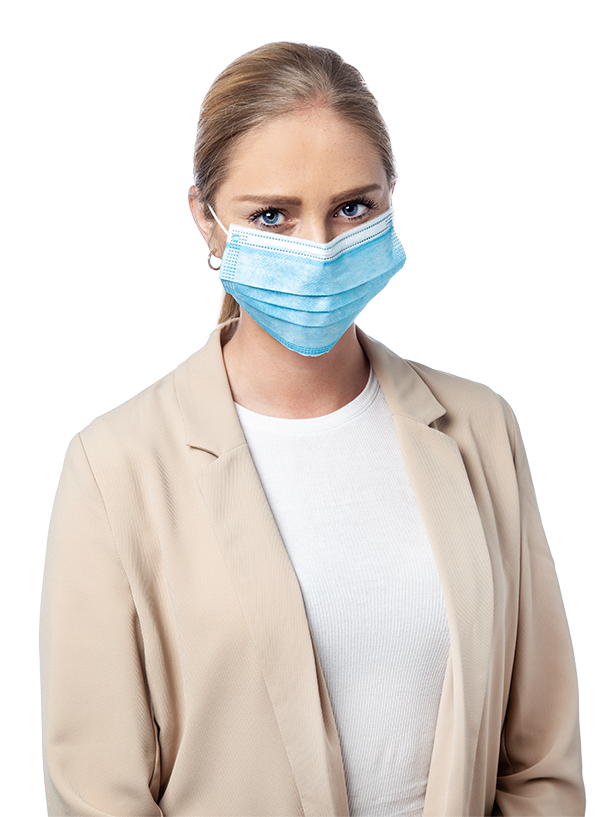 Blue protective mask, BFE 95, packed in bulk (50 pcs)